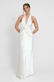 Six Stories Plunge Knot Neck Scarf Bridesmaid Dress