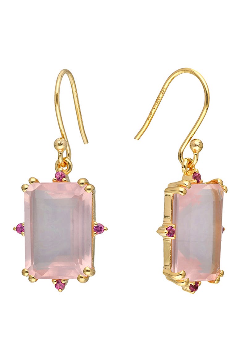 Semiprecious Stone Drop Earrings, Main, color, PINK