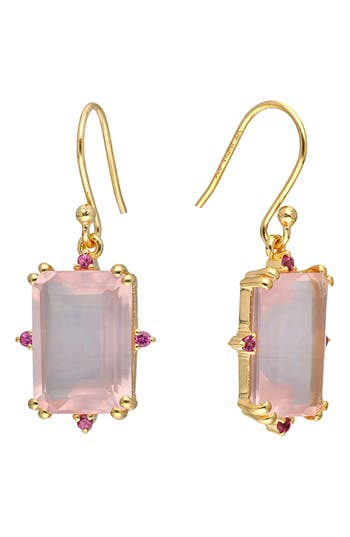 Ys Gems Semiprecious Stone Drop Earrings In Pink