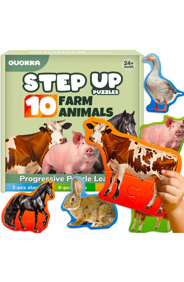 Quokka Large Floor Puzzle Set for Toddlers - 40 Piece Progressive Jigsaw Puzzles, Main, color, Farms