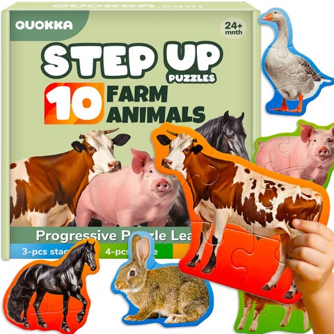 Large Floor Puzzle Set for Toddlers - 40 Piece Progressive Jigsaw Puzzles