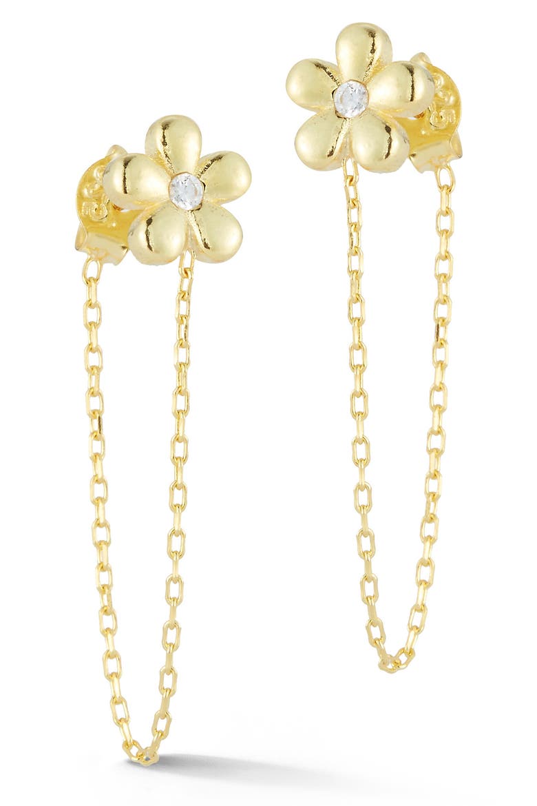 Gold Vermeil Flower Earrings, Main, color, YELLOW GOLD