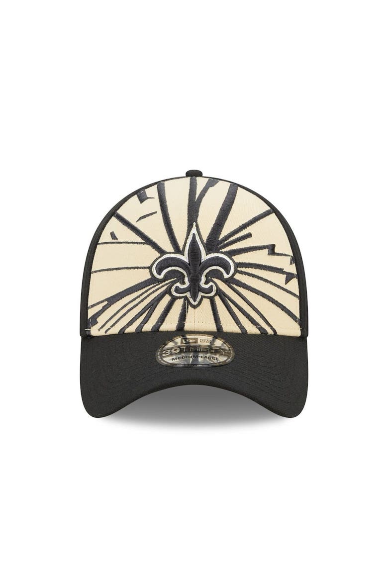 Men's New Era Gold/Black New Orleans Saints Shattered 39THIRTY Flex Hat, Alternate, color, Gold