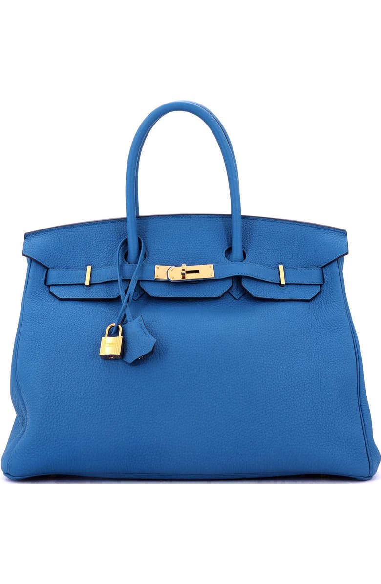Pre-Owned Hermes Birkin Handbag Blue Togo with Gold Hardware 35, Main, color,