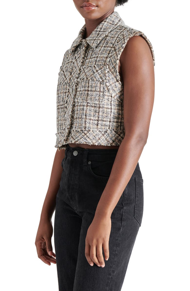 Steve Madden Bijou Tweed Crop Vest, Alternate, color,