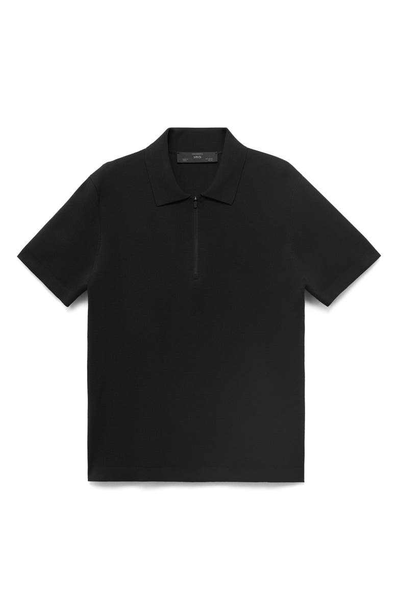 MANGO CoolMax<sup>®</sup> Fine Knit Quarter Zip Polo, Alternate, color, Black