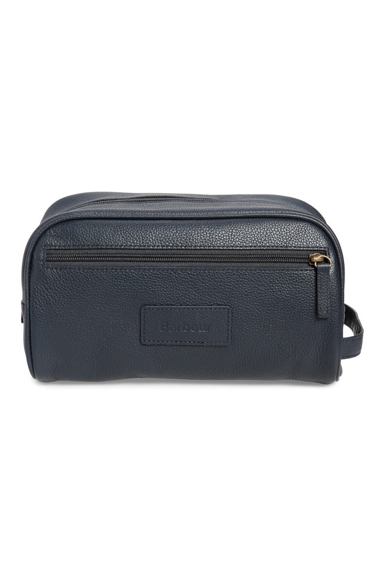 Leather Travel Kit, Main, color, NAVY