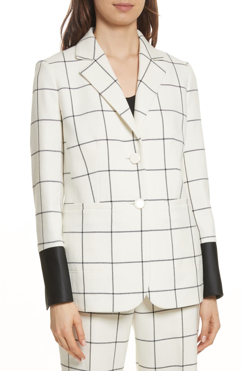 Tory Burch Holt Windowpane Plaid Blazer, Main, color,