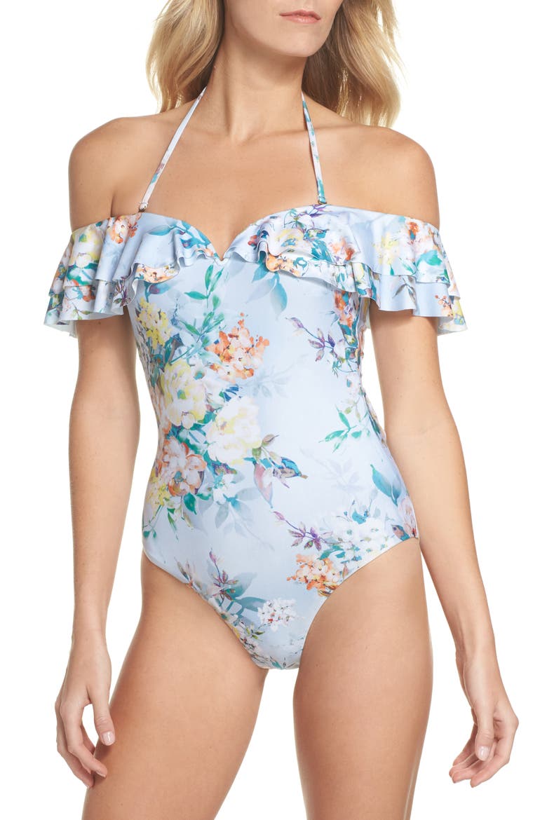 Femme Flora One-Piece Swimsuit, Alternate, color, BLUE MULTI