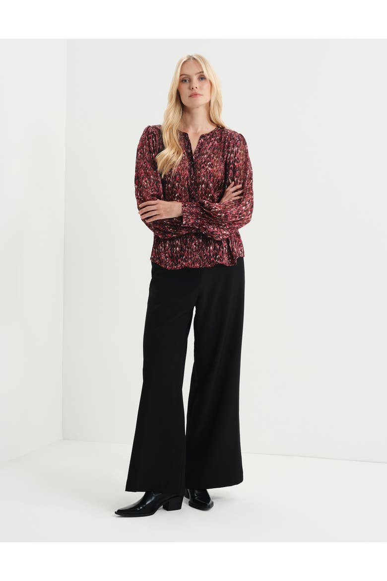 Lia Printed Chiffon Blouse, Alternate, color, Burgundy Abstract Animal