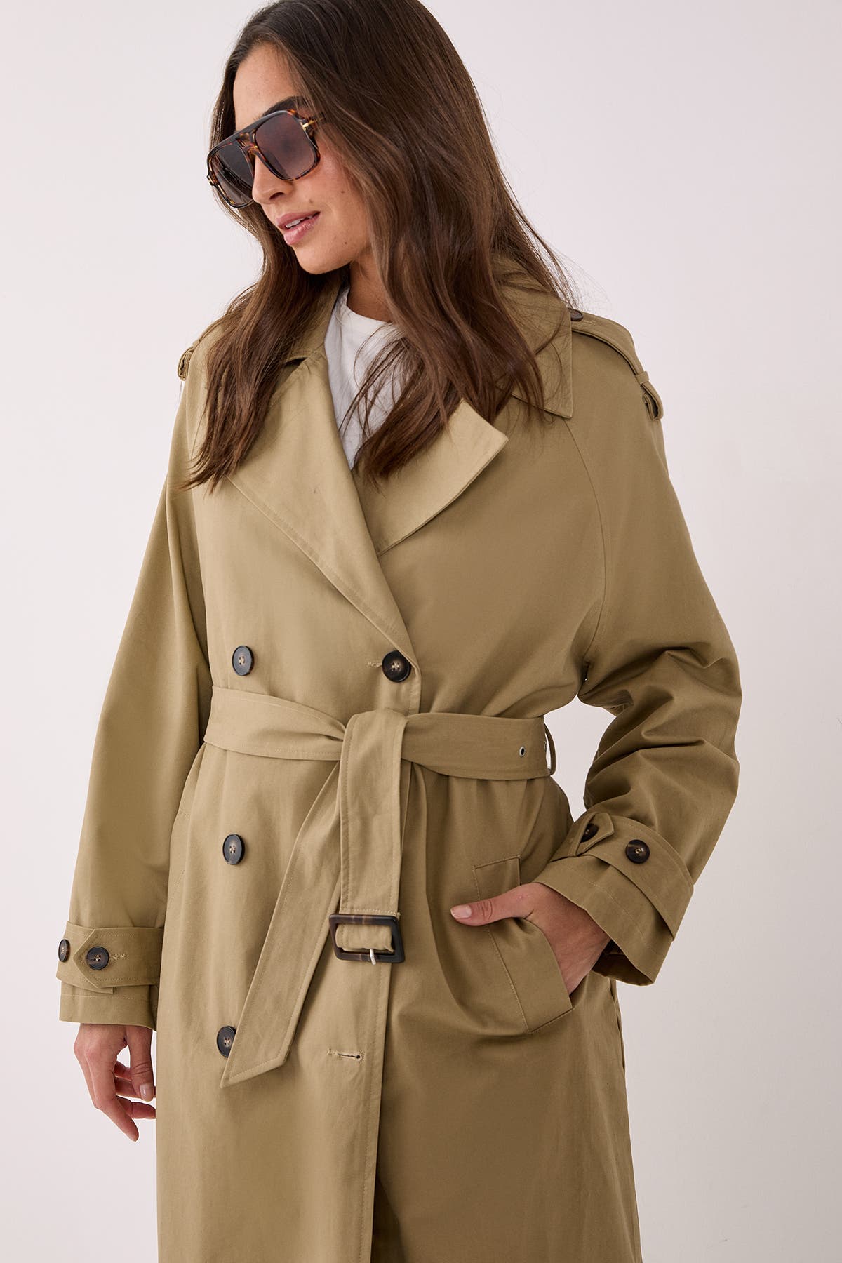 Double Breasted Belted Trench Coat - image 2