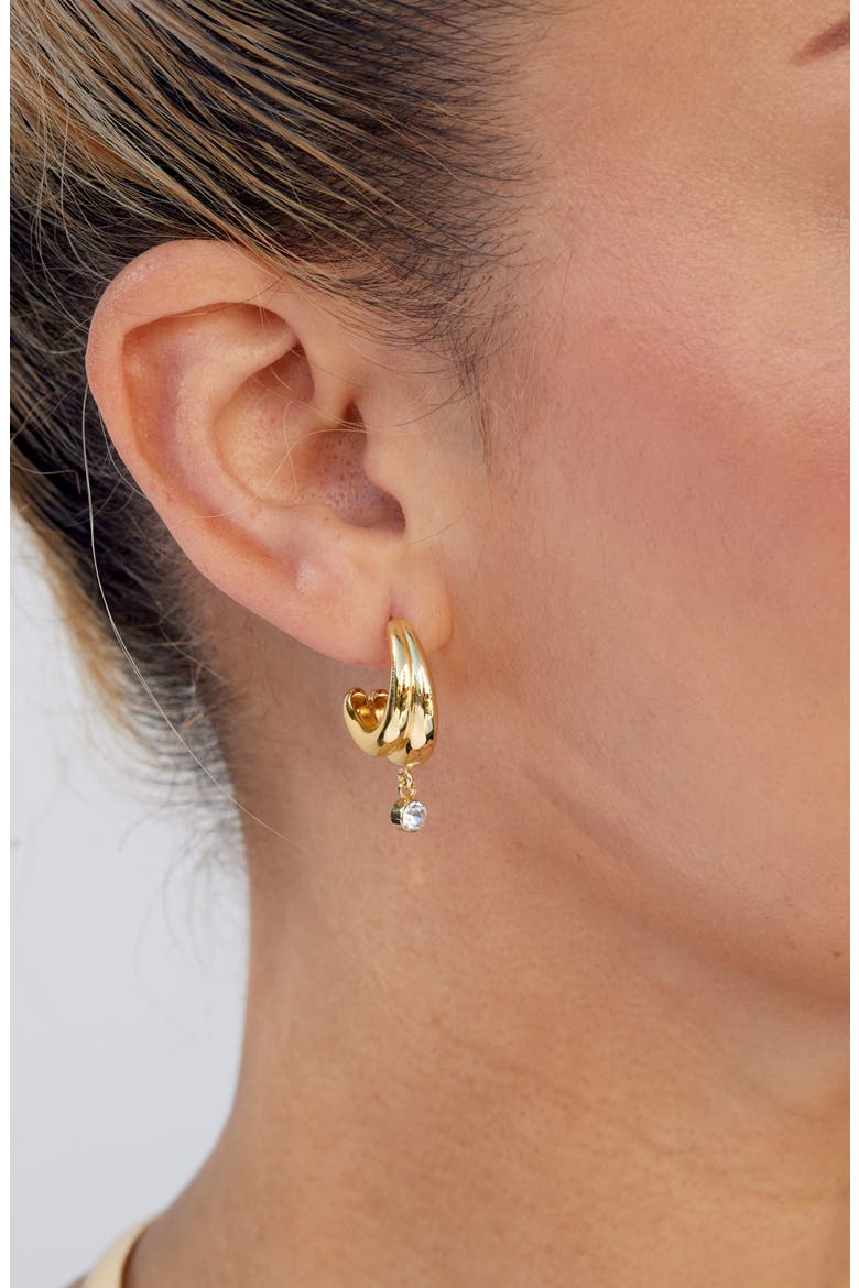Cubic Zirconia Drop Double Hoop Earrings, Alternate, color, YELLOW