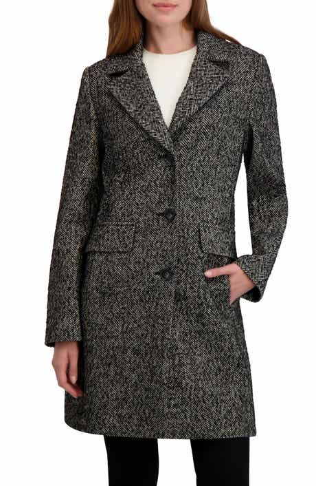 Laundry by Shelli Segal Mélange Herringbone Walker Coat