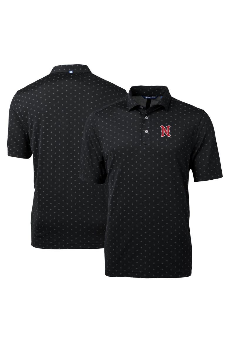 Men's Cutter & Buck Black Nashville Sounds Virtue Eco Pique Tile Print Recycled Polo, Alternate, color, Black