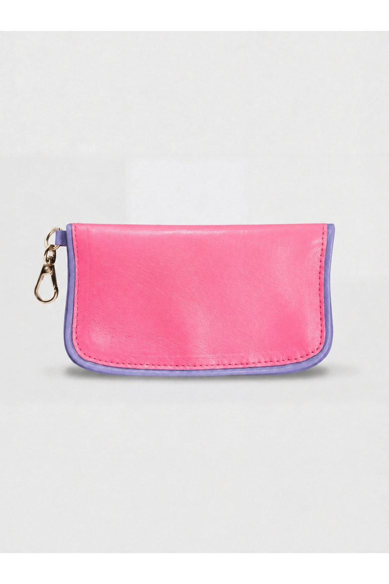 Luni Leather Eyewear Case Bag Charm, Alternate, color, Shine Pink