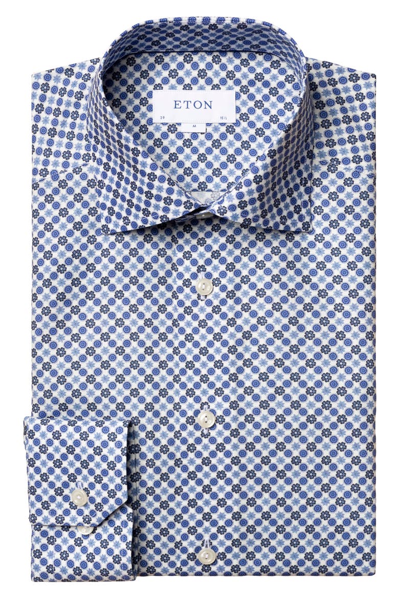 Slim Fit Medallion Dress Shirt, Main, color, BLUE