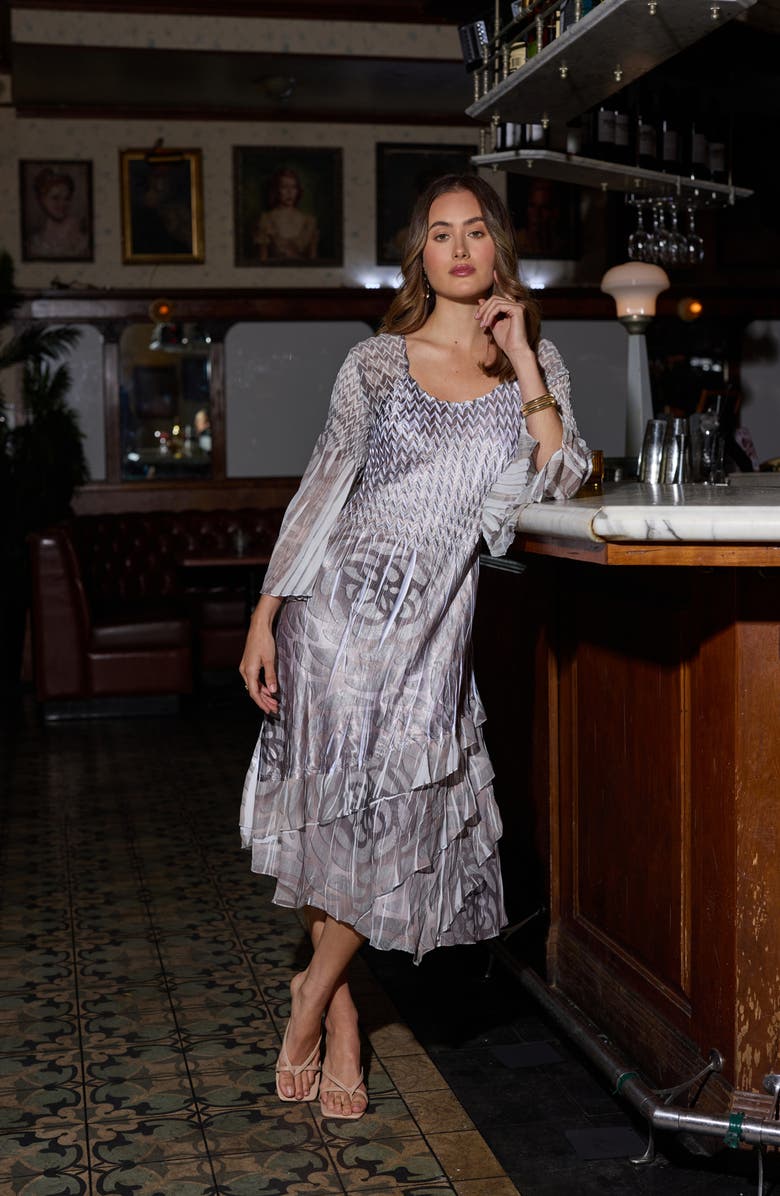 Komarov Floral Chiffon A-Line Dress, Alternate, color,