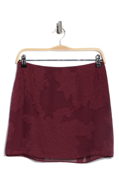 Leith Floral Jacquard Miniskirt In Burgundy