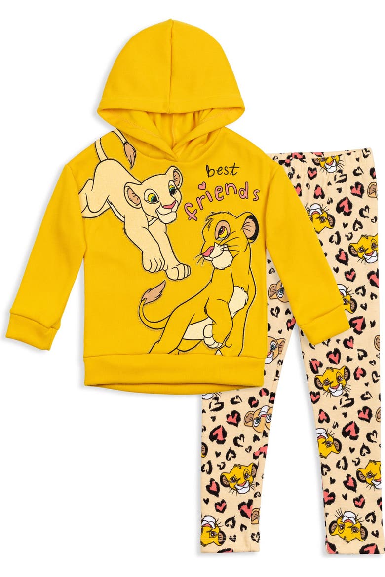 Lion King Fleece 2-Piece Hoodie and Leggings Set, Main, color, Simba Nala Yellow