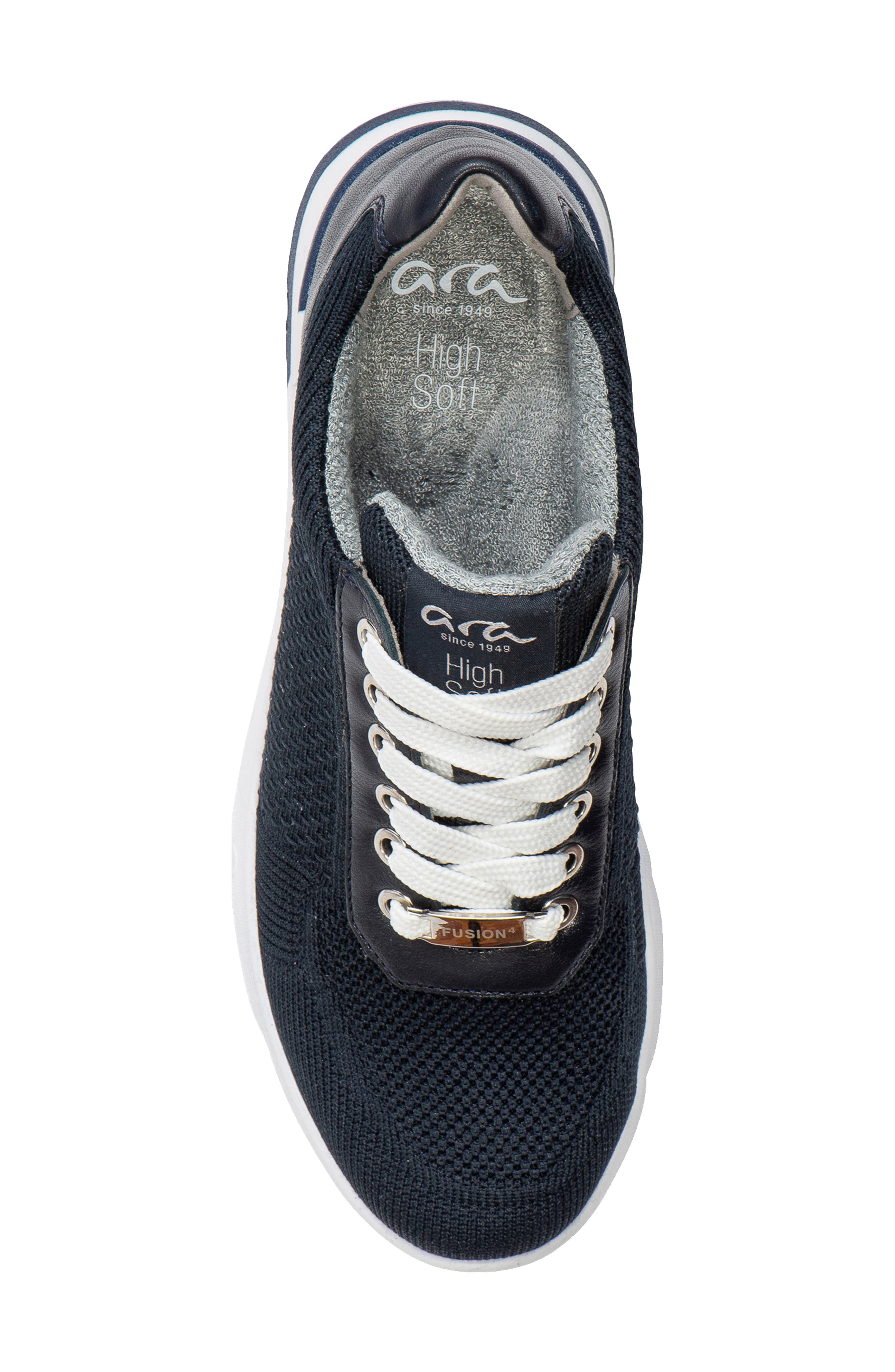 Nassau II Knit Wedge Sneaker, Alternate, color, NAVY WOVEN STRETCH