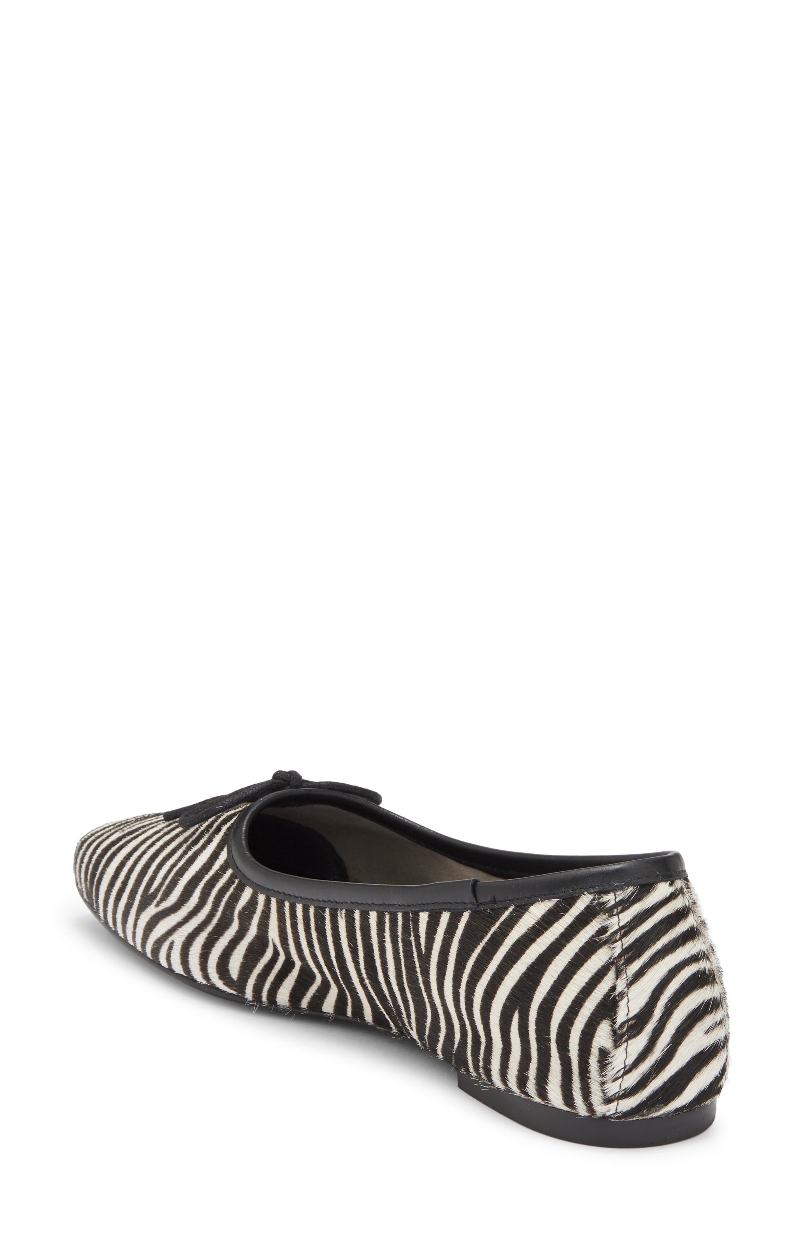 Woven Square Toe Genuine Calf Hair Ballet Flat, Alternate, color, ZEBRA HAIRCALF