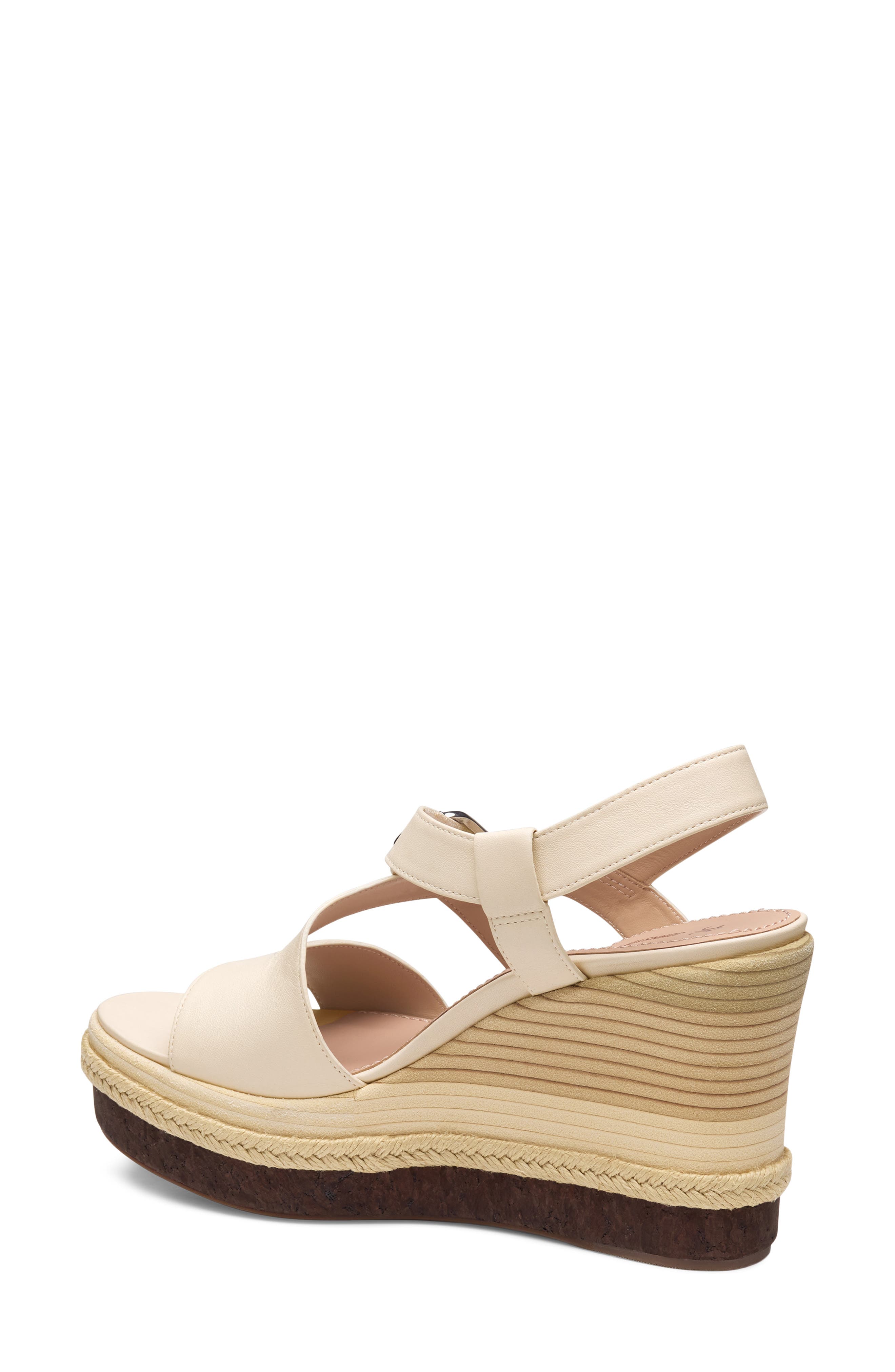 Johnston & Murphy Addison Asymmetric Slingback Platform Wedge Sandal, Alternate, color, Bone Nappa Leather