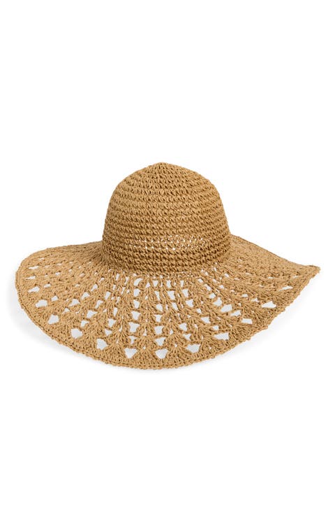 Textural Straw Crochet Floppy Hat