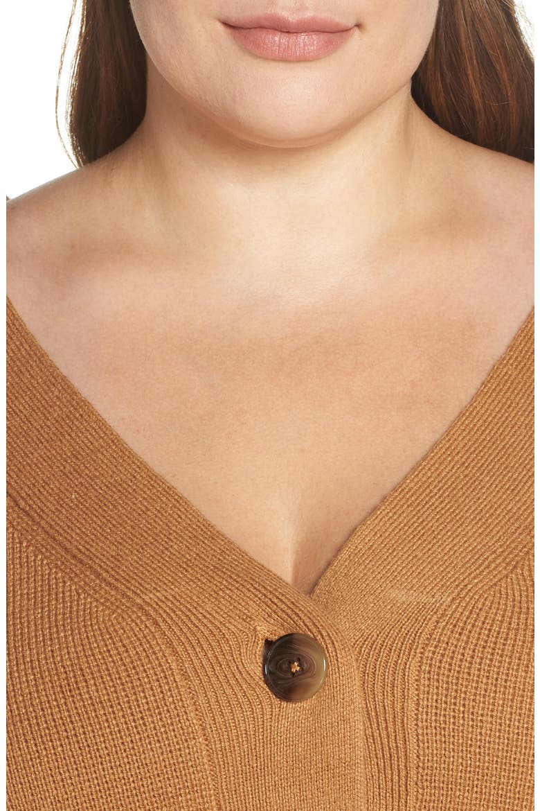 Portrait Neck Cardigan, Alternate, color, TAN DALE