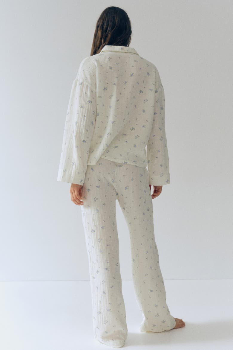 Cotton Muslin Pajamas, Alternate, color, Cream/floral