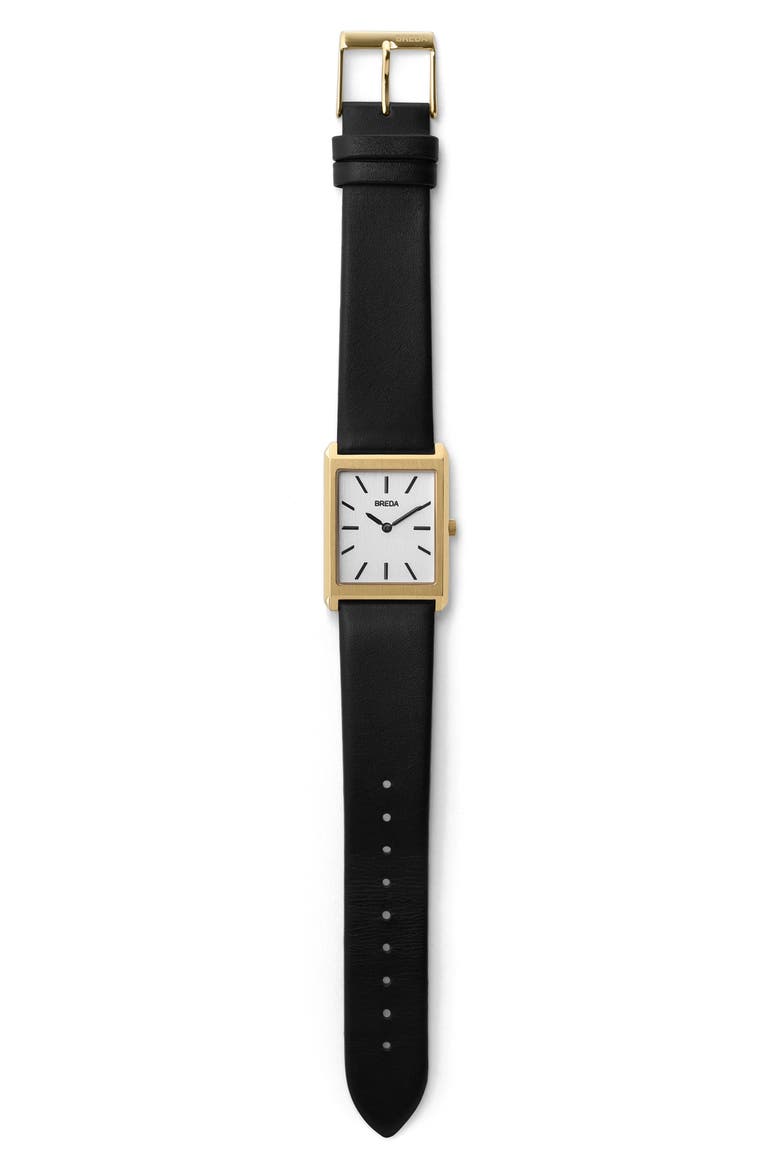 Virgil Leather Strap Watch, 26mm, Alternate, color, GOLD/ BLACK/ IVORY