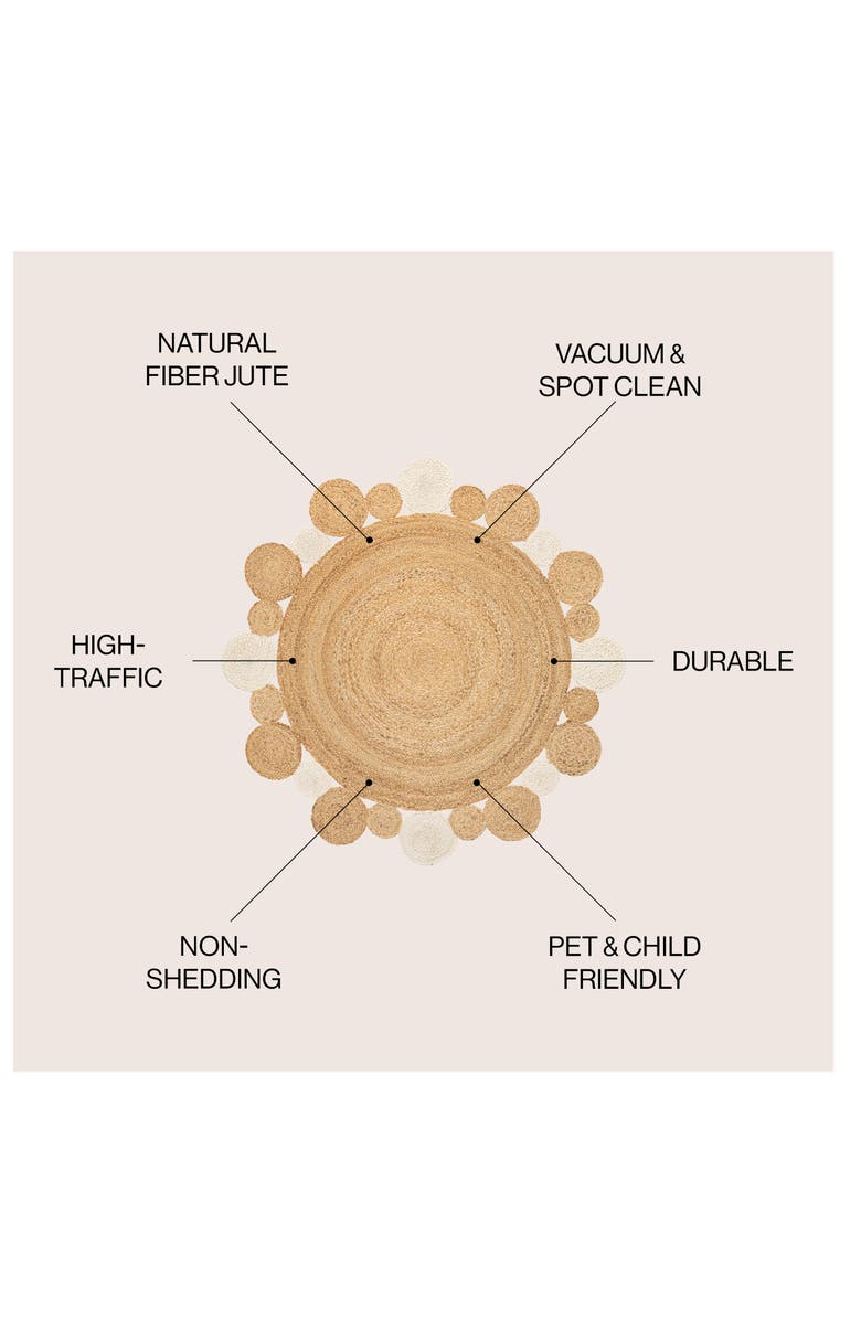 JONATHAN Y Ayana Two-Tone Jute Hippy Circle Round Area Rug, Alternate, color, Natural/Cream