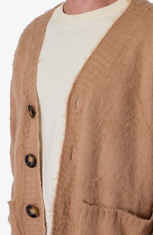 Mnml Elongated Fuzzy Cardigan In Brown