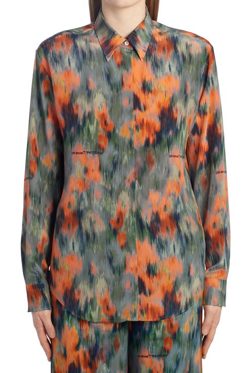 Chine Floral Print Silk Blouse