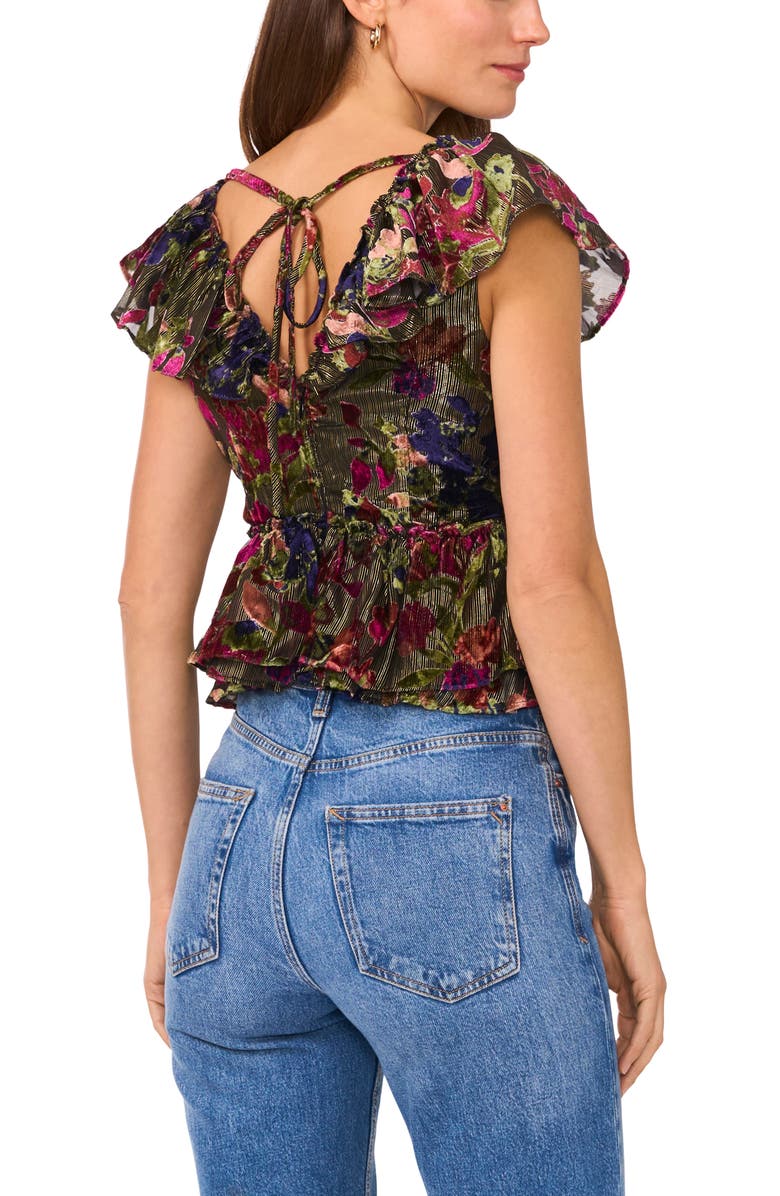 Parker The Cara Ruffle Peplum Top, Alternate, color, Black Multi