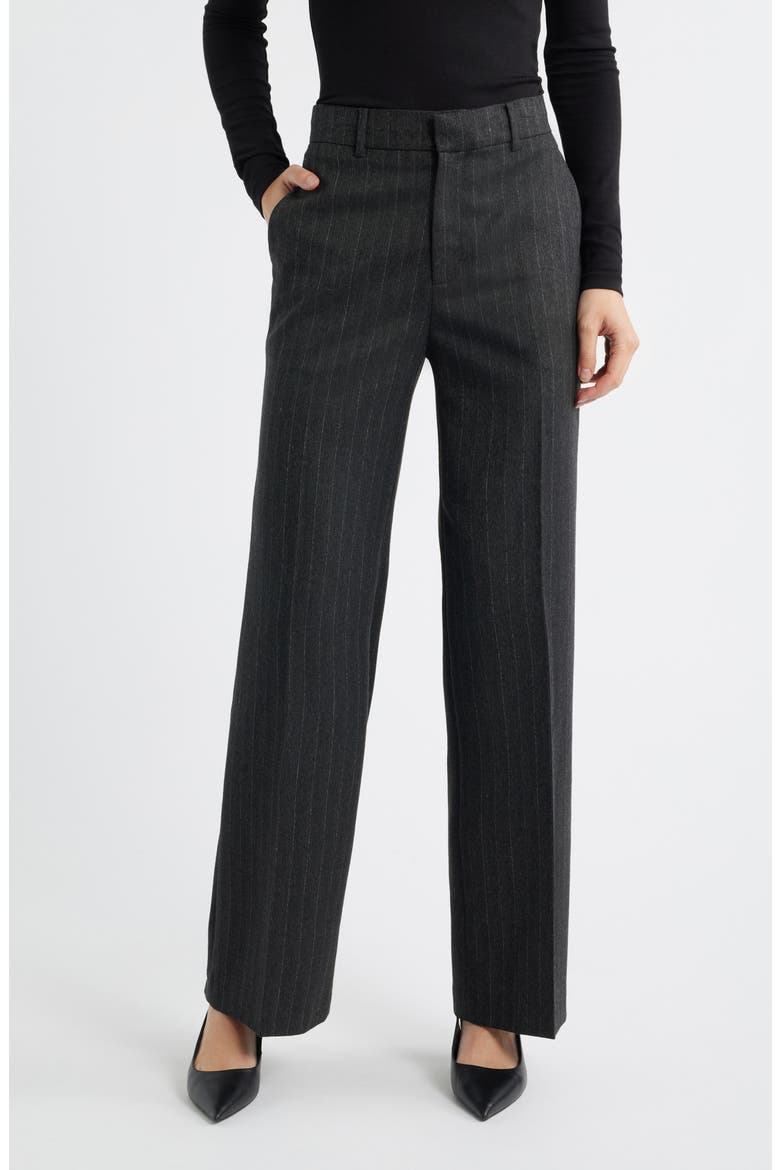 The Relaxed Pinstripe Straight Leg Trousers, Main, color, GREY MULTI LUREX