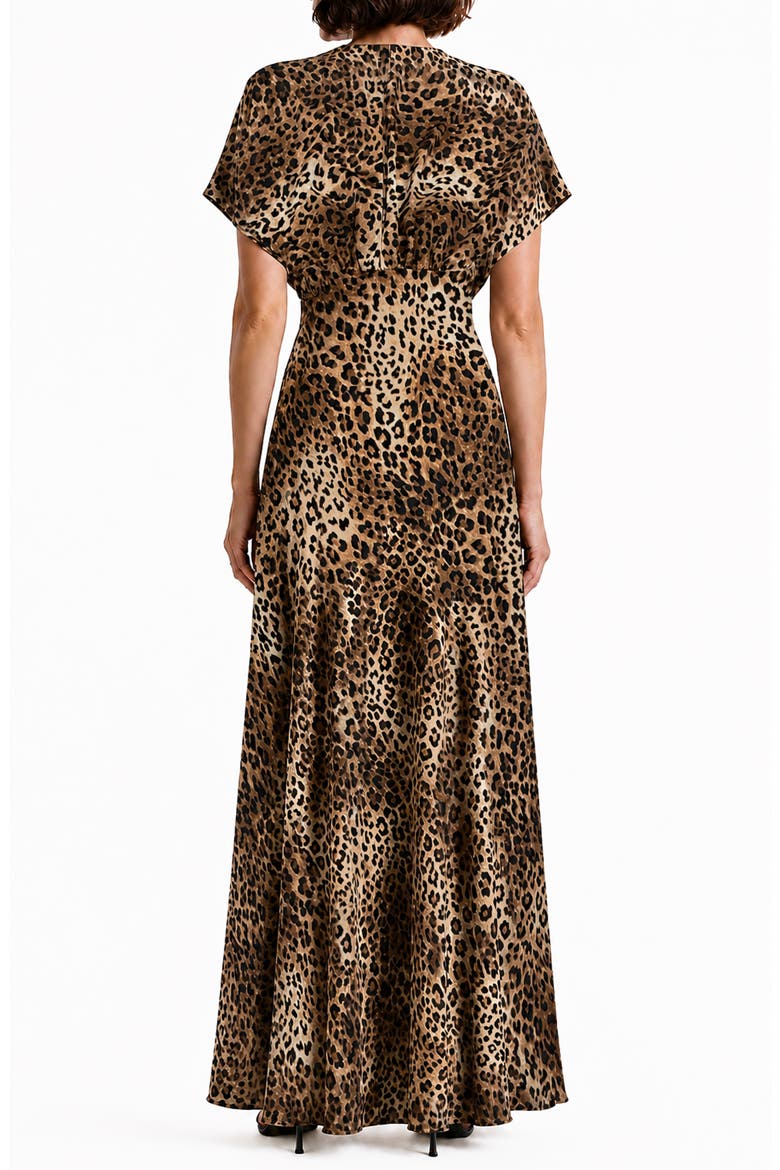 Paige Lace Trim Satin Maxi Dress, Alternate, color, NIGHT CHEETAH