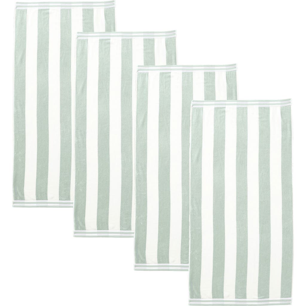 Woven & Weft 4-pack Oversize Stripe Beach Towels In Blue