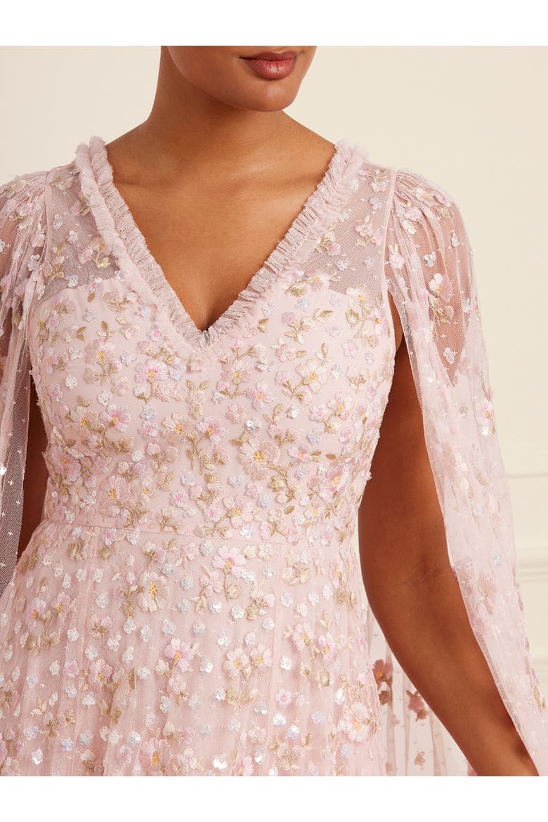 Dahlia Ditsy Ankle Gown, Alternate, color, Dusk Pink
