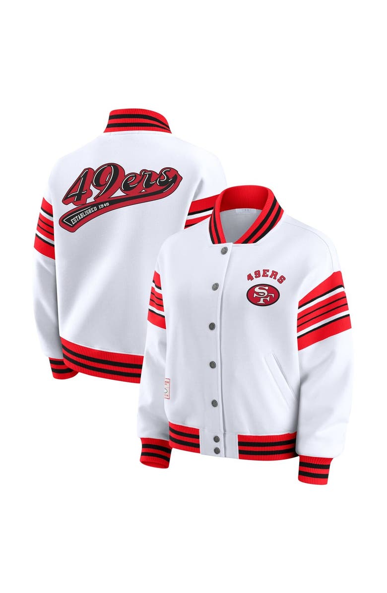 WEAR by Erin Andrews Women's WEAR by Erin Andrews White San Francisco 49ers Full-Snap Fleece Sweatshirt Jacket, Main, color, White
