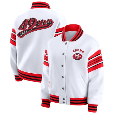 Women's WEAR by Erin Andrews White San Francisco 49ers Full-Snap Fleece Sweatshirt Jacket