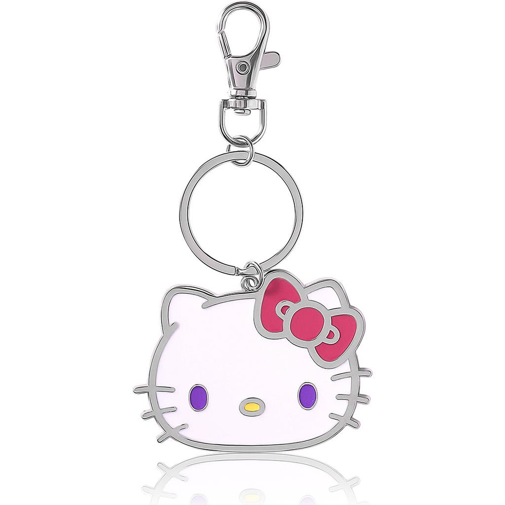 Hello Kitty Metal Keychain With Classic Bow In Metallic
