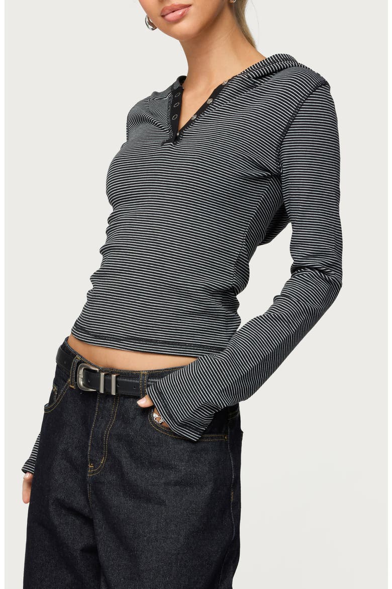 Damson Stripe Hooded Henley, Alternate, color, BLACK