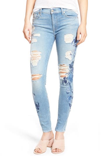 7 For All Mankind ® Embroidered Ankle Skinny Jeans