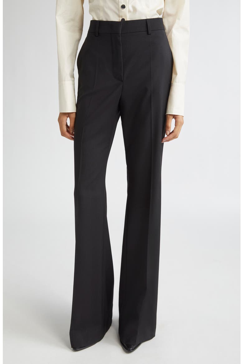 Hangar Virgin Wool Flare Leg Trousers, Main, color, BLACK