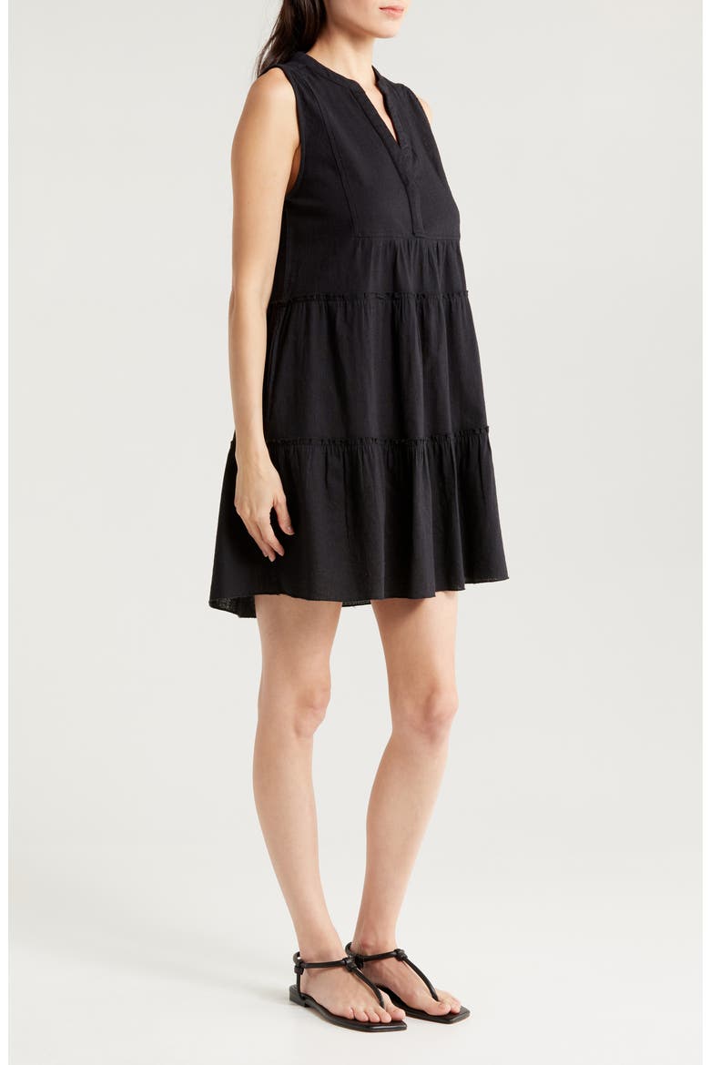 Tiered Cotton Blend Cover-Up Dress, Alternate, color, BLACK