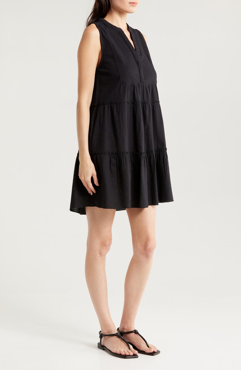 Elan Tiered Cotton Blend Cover-Up Dress, Alternate, color, Black