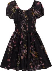 Walking on Sunshine Kids' Floral Puff Sleeve Smocked Tiered Dress