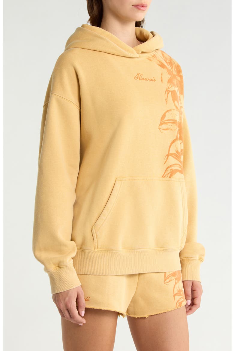 Hawaii Floral Print Hoodie, Alternate, color, CARAMEL YELLOW