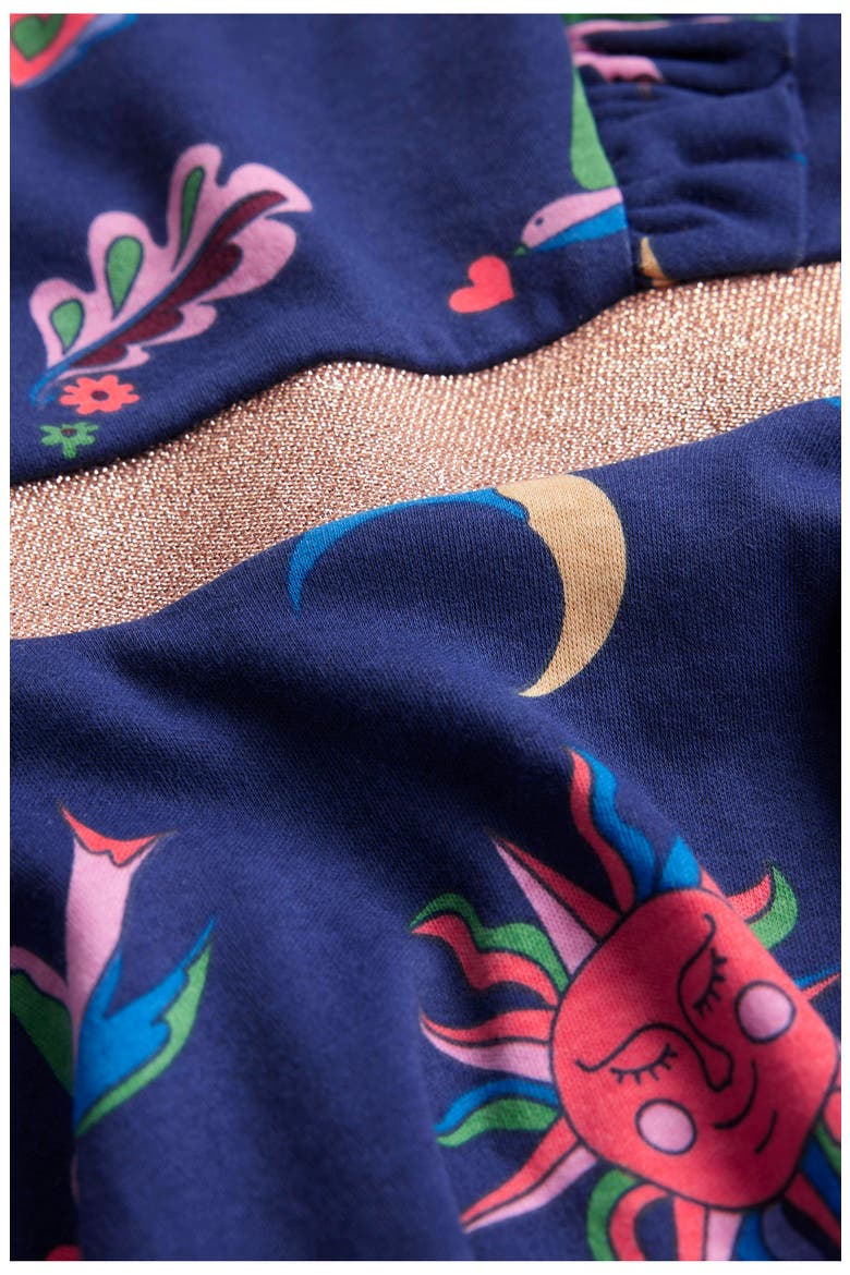 Kids' Cora Celestial Print Long Sleeve Cotton Jersey Dress, Alternate, color, COLLEGE NAVY CELESTIAL