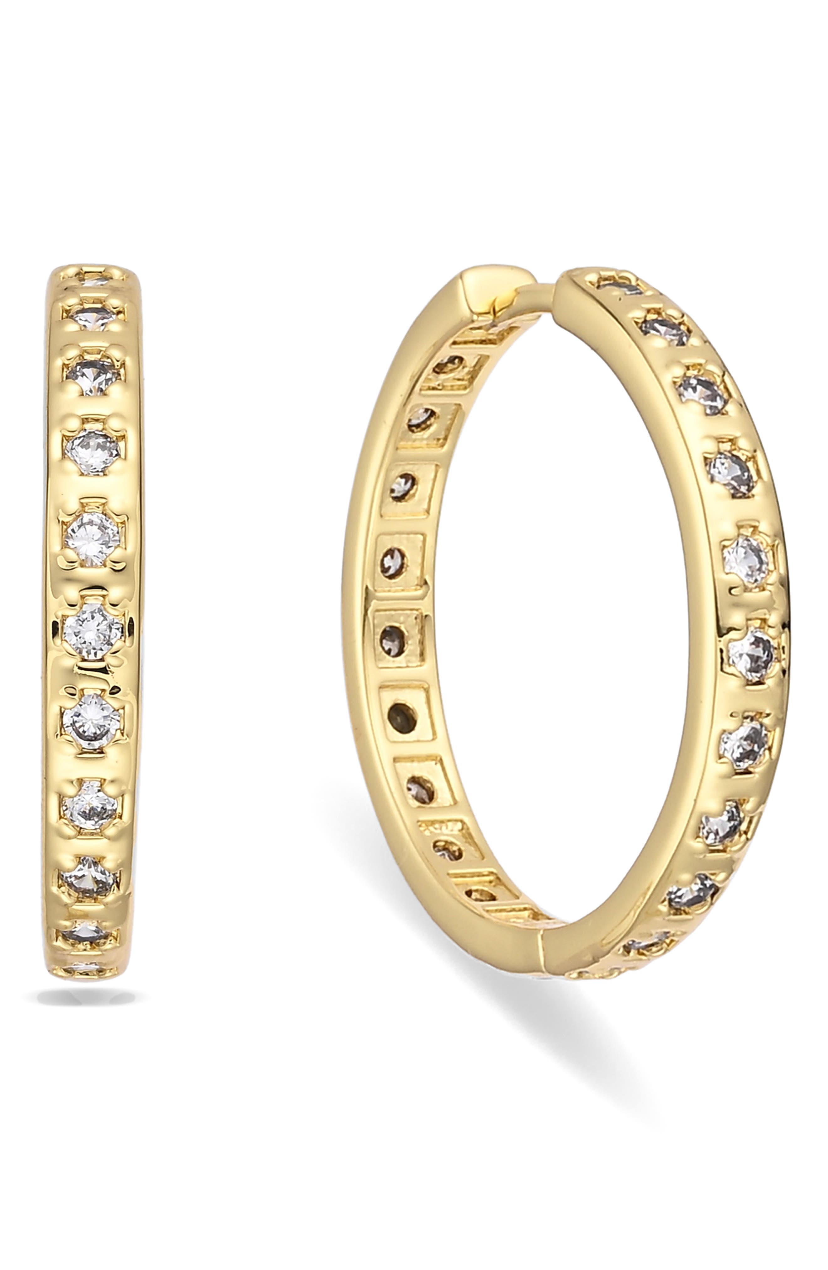 Anaya 18k Gold Plate Cubic Zirconia Hoop Earrings